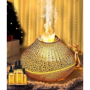Air Humidifier for Bedroom, Essential Oil Diffuser with Led Flame Diffuser- 7 Colors, Noiseless Operation (12 Hours), Auto-Off Protection,Cool Mist Top Fill Humidifiers for Baby Nursery and Plants