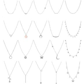 Honsny 20PCS 14K Gold Plated Choker Necklaces for Women, Dainty Gold Diamond Coin Pearl Pendant Simple Chain Necklace Set Cute Gold Layered Necklaces for Women Teen Jewelry Gifts