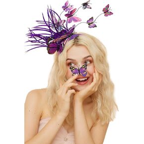 Gionforsy Butterfly Fascinator Headband Monarch Butterfly Headband Crown Tea Party Halloween Costume Headpiece