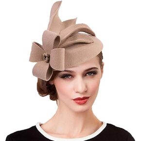 Wool Felt Flower Elegant Fedora Hats Women Fascinators Wedding Hat Pillbox Hats Formal Church Derby Dress Fedoras