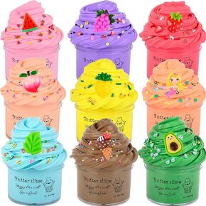 Slime Kit 12 Pack with 8 Pack Jelly Slime and 4 Pack Butter Slimes, Soft & Non-Sticky, Scented DIY Slime Party Favors for Kids, Putty Sludge Toy Gifts for Girls Boys