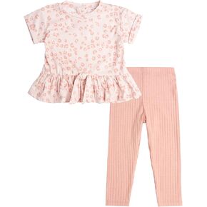 Jessica Simpson Girls' Leggings Set - 2 Piece T-Shirt and Leggings – Flare Leg Bell Bottom Pants Set for Girls (7-16), Size 12, Leopard Print