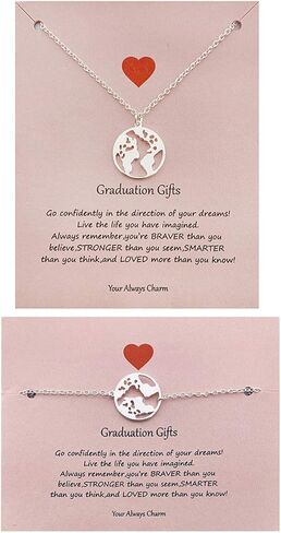 هدايا التخرج لحفلات التخرج الخاصة بها، قلادة خريطة العالم، سوار الأرض الأم، قلادة تخرج جامعية لها in Kuwait