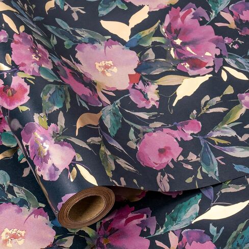 RUSPEPA Wedding Wrapping Paper, 17 in x 16.4 ft, Mini Roll, Vintage Flower Gift Wrap, Gold Foil Pink Flower Pattern Kraft Wrapping Paper for Wedding, Bridal Shower, Engagement and Party in Saudi Arabia