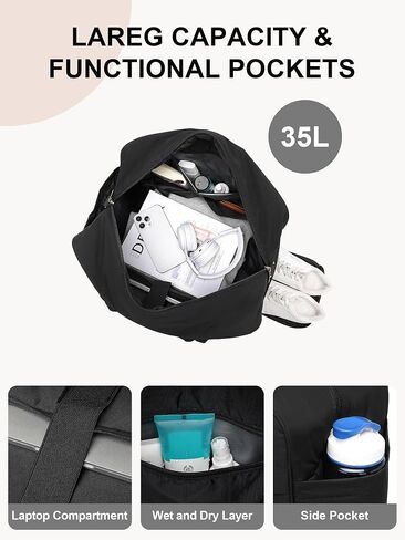 BAVERGE Travel Duffle Bag, Quilted Puffy Overnight Weekender Bags for Women with Shoe Compartment, Puffer Gym Yoga Bag for Carrying Personal Items, Carry-on Tote Duffel Bag with Luggage Sleeve in Saudi Arabia