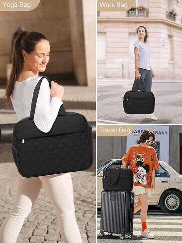 BAVERGE Travel Duffle Bag, Quilted Puffy Overnight Weekender Bags for Women with Shoe Compartment, Puffer Gym Yoga Bag for Carrying Personal Items, Carry-on Tote Duffel Bag with Luggage Sleeve in Saudi Arabia