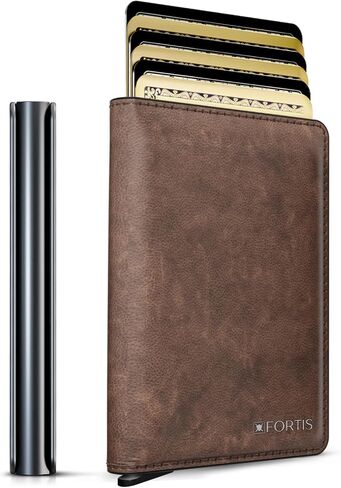 FORTIS Slim Wallet for Men - RFID Protection, Minimalist Men Wallet w/Card Holder, Stylish Men Wallet for Security & Convenience, Front & Back Pocket Wallet, Holds 8 Cards & Cash - Ideal Gift (Brown) in Saudi Arabia