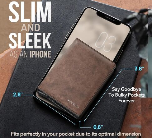 FORTIS Slim Wallet for Men - RFID Protection, Minimalist Men Wallet w/Card Holder, Stylish Men Wallet for Security & Convenience, Front & Back Pocket Wallet, Holds 8 Cards & Cash - Ideal Gift (Brown) in Saudi Arabia