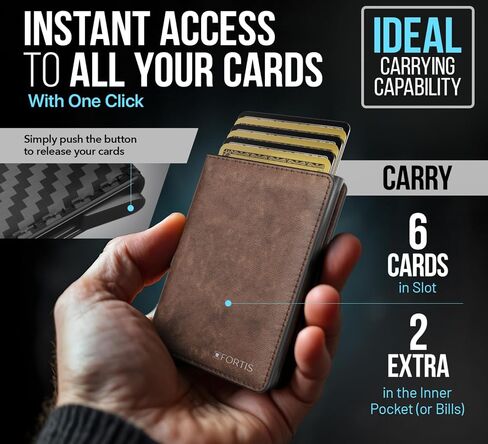 FORTIS Slim Wallet for Men - RFID Protection, Minimalist Men Wallet w/Card Holder, Stylish Men Wallet for Security & Convenience, Front & Back Pocket Wallet, Holds 8 Cards & Cash - Ideal Gift (Brown) in Saudi Arabia