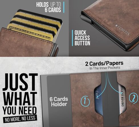 FORTIS Slim Wallet for Men - RFID Protection, Minimalist Men Wallet w/Card Holder, Stylish Men Wallet for Security & Convenience, Front & Back Pocket Wallet, Holds 8 Cards & Cash - Ideal Gift (Brown) in Saudi Arabia