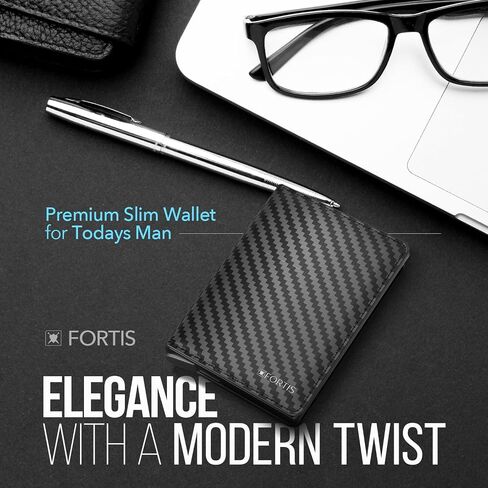 FORTIS Slim Wallet for Men - RFID Protection, Minimalist Men Wallet w/Card Holder, Stylish Men Wallet for Security & Convenience, Front & Back Pocket Wallet, Holds 8 Cards & Cash - Ideal Gift (Brown) in Saudi Arabia