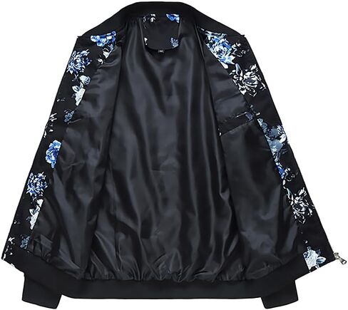 HENGAO Men's Stylish Floral Bomber Jacket in Saudi Arabia