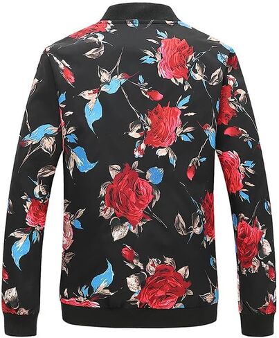 HENGAO Men's Stylish Floral Bomber Jacket in Saudi Arabia