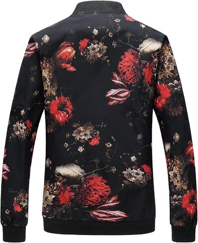 HENGAO Men's Stylish Floral Bomber Jacket in Saudi Arabia
