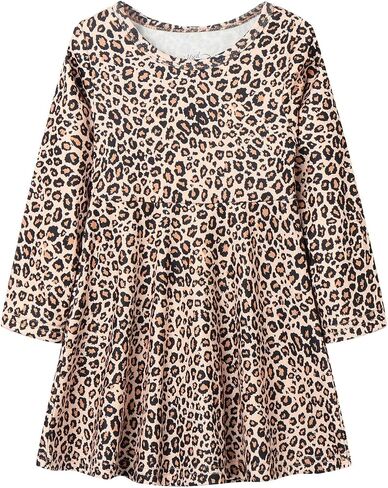 Mud Kingdom Girls Cartoon Dress Crew Neck Long Sleeve Printing Soft Spring Fall Casual Fall Winter in Saudi Arabia
