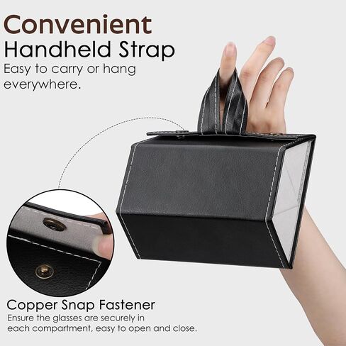 Soleebee Portable Sunglasses Organizer Case PU Leather Multi Travel Eyeglasses Case Box Foldable Hanging Glasses Holder in Kuwait