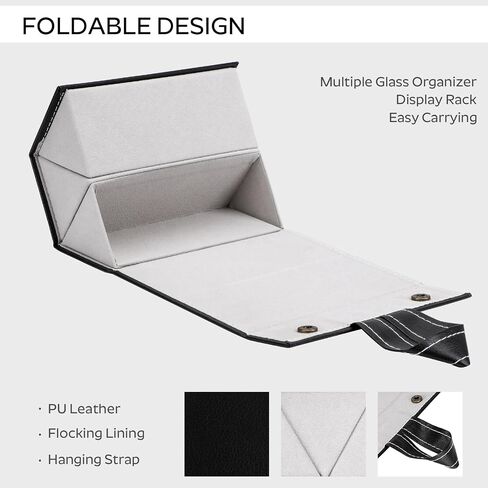 Soleebee Portable Sunglasses Organizer Case PU Leather Multi Travel Eyeglasses Case Box Foldable Hanging Glasses Holder in Kuwait