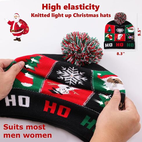 LED Christmas Beanie, Knitted Light Up Christmas Hats for Women Men Girls Boy in Saudi Arabia