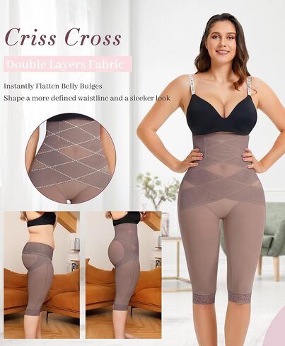 RDSIANE High Waist Shapewear Tummy Control Criss-Cross Body Shaper For Women Capri Butt Lifting Shapewear in Saudi Arabia