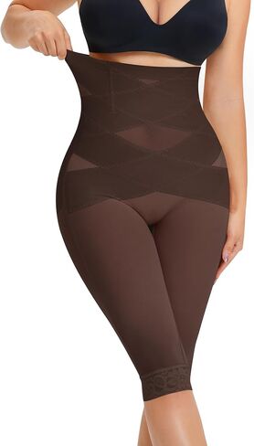 RDSIANE High Waist Shapewear Tummy Control Criss-Cross Body Shaper For Women Capri Butt Lifting Shapewear in Saudi Arabia
