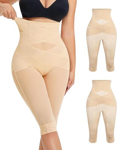 RDSIANE High Waist Shapewear Tummy Control Criss-Cross Body Shaper For Women Capri Butt Lifting Shapewear in Saudi Arabia