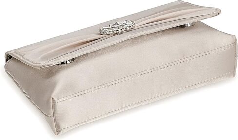CHARMING TAILOR Evening Bag for Women Pleated Flap Satin Formal Purse Diamantes Brooch Embellished Clutch in Saudi Arabia