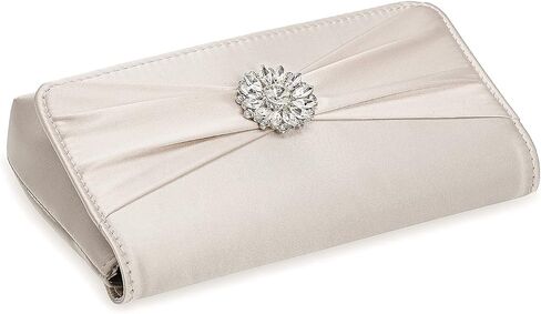 CHARMING TAILOR Evening Bag for Women Pleated Flap Satin Formal Purse Diamantes Brooch Embellished Clutch in Saudi Arabia