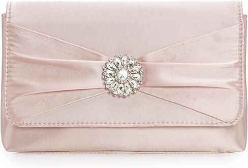 CHARMING TAILOR Evening Bag for Women Pleated Flap Satin Formal Purse Diamantes Brooch Embellished Clutch in Saudi Arabia
