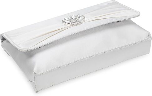CHARMING TAILOR Evening Bag for Women Pleated Flap Satin Formal Purse Diamantes Brooch Embellished Clutch in Kuwait
