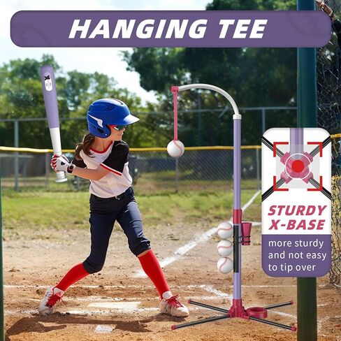 مجموعة كرات 2 في 1 من وي ووندرز - ارتفاع قابل للتعديل، مجموعة كرة تي مع آلة رمي أوتوماتيكية/6 كرات/مضرب بيسبول، لعبة بيسبول للأطفال الصغار للعب في الهواء الطلق، هدايا ألعاب رياضية للأطفال من سن 3 إلى 8 سنوات in Kuwait