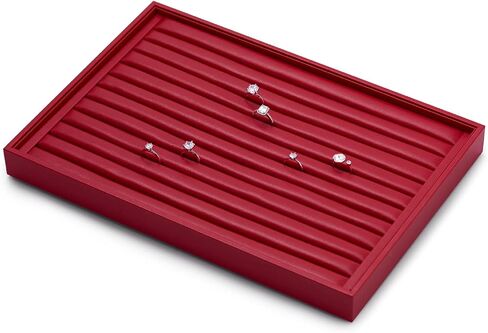Oirlv Gorgeous Red Leather Ring Organizer Tray Jewelry Display Tray Stackable Jewelry Organizer Trays in Kuwait