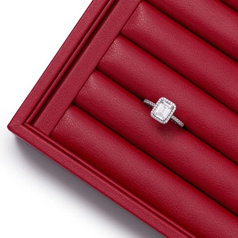 Oirlv Gorgeous Red Leather Ring Organizer Tray Jewelry Display Tray Stackable Jewelry Organizer Trays in Kuwait