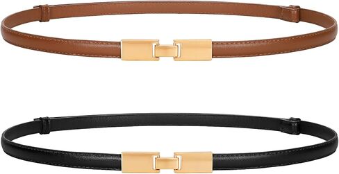 WERFORU 2 Pack Women Adjustable Thin Leather Belt Ladies Skinny Waist Belts for Dress Jean Slim Leather Belts for Women in Saudi Arabia