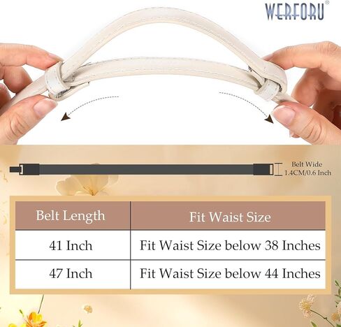 WERFORU 2 Pack Women Adjustable Thin Leather Belt Ladies Skinny Waist Belts for Dress Jean Slim Leather Belts for Women in Kuwait