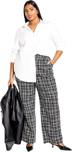 Women's City Chic Plus Size Pant Piper, BLK Check in Saudi Arabia