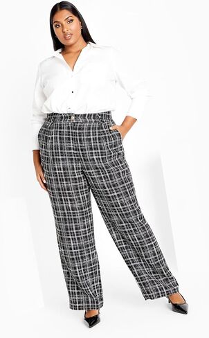 Women's City Chic Plus Size Pant Piper, BLK Check in Saudi Arabia