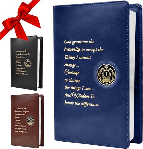 Single AA Big Book Cover | by Galileo | Perfect Gift | Alcoholics Anonymous (Single/Serenity Prayer/Navy Blue) in Kuwait