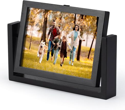 5x7 Picture Frame Double Sided Picture Frames Standing Desk Photo Frame Wood Picture Frame Stand Rotating HD Acrylic Covers Picture Frames Black Photo Frame for Tabletop or Desktop Vertical Display (5x7 Inch/1pcs) in Saudi Arabia