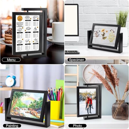 5x7 Picture Frame Double Sided Picture Frames Standing Desk Photo Frame Wood Picture Frame Stand Rotating HD Acrylic Covers Picture Frames Black Photo Frame for Tabletop or Desktop Vertical Display (5x7 Inch/1pcs) in Saudi Arabia