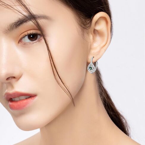 Celtic Moonstone/Moss Agate Earrings Sterling Silver Irish Knot Earrings Hypoallergenic Leverback Earrings Moonstone Jewelry Gifts for Women in Kuwait