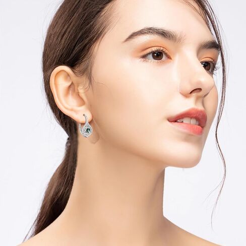 Celtic Moonstone/Moss Agate Earrings Sterling Silver Irish Knot Earrings Hypoallergenic Leverback Earrings Moonstone Jewelry Gifts for Women in Kuwait