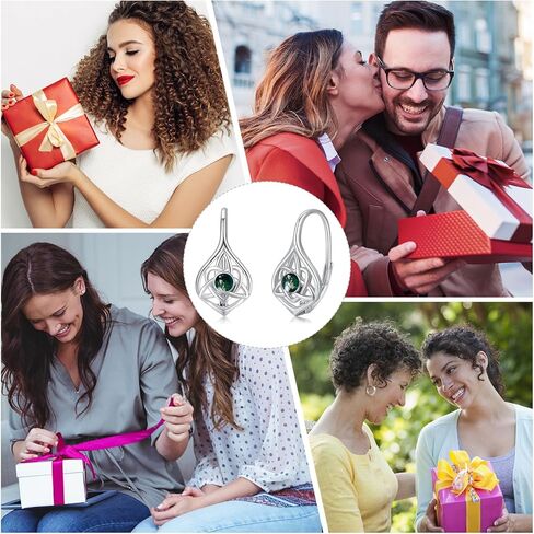 Celtic Moonstone/Moss Agate Earrings Sterling Silver Irish Knot Earrings Hypoallergenic Leverback Earrings Moonstone Jewelry Gifts for Women in Kuwait