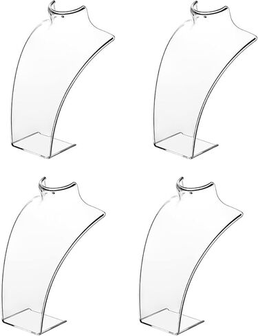 حامل عرض قلادة من الأكريليك الشفاف مقاس 8 بوصات، عرض تمثال نصفي للمجوهرات، عرض عارضة أزياء المجوهرات للقلادة والأقراط، مجموعة من 4 قطع in Kuwait