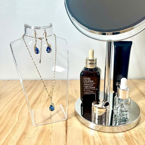 حامل عرض قلادة من الأكريليك الشفاف مقاس 8 بوصات، عرض تمثال نصفي للمجوهرات، عرض عارضة أزياء المجوهرات للقلادة والأقراط، مجموعة من 4 قطع in Kuwait