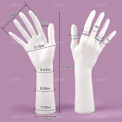 AUEAR, Female Mannequin Hand Display for Jewelry Display Holder Bracelet Necklace Ring Stand (White, 11"x7.3", 1 Pack) in Saudi Arabia