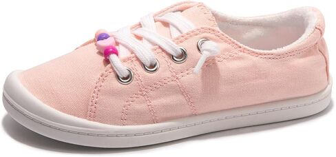 FUNKYMONEY Girls Canvas Sneakers Lace up Lightweight Casual School Shoes for Toddler/Little Kids in Kuwait