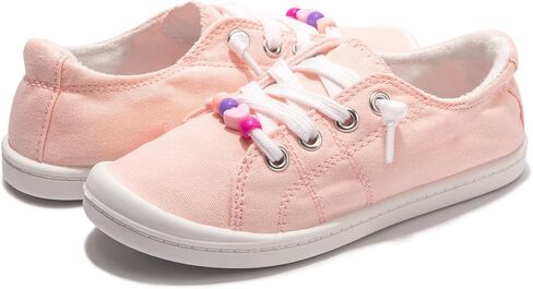 FUNKYMONEY Girls Canvas Sneakers Lace up Lightweight Casual School Shoes for Toddler/Little Kids in Kuwait