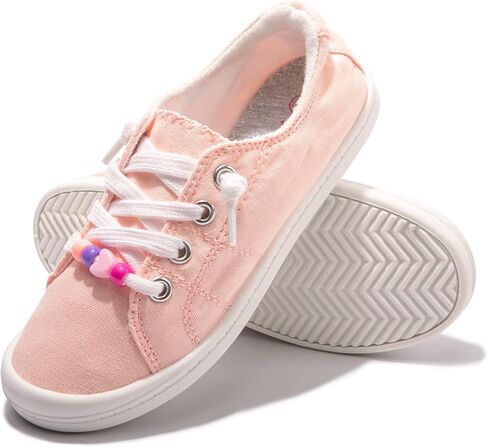 FUNKYMONEY Girls Canvas Sneakers Lace up Lightweight Casual School Shoes for Toddler/Little Kids in Kuwait