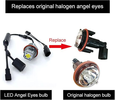 APMAT LED Angel Eyes Halo Ring Marker Light لمبة بيضاء متوافقة مع BMW 1 5 6 7 Series X3 X5 (تناسب E39 E53 E60 E63 E64 E65 E66 E83 E87)، 6000K 10W 2PCS in Kuwait