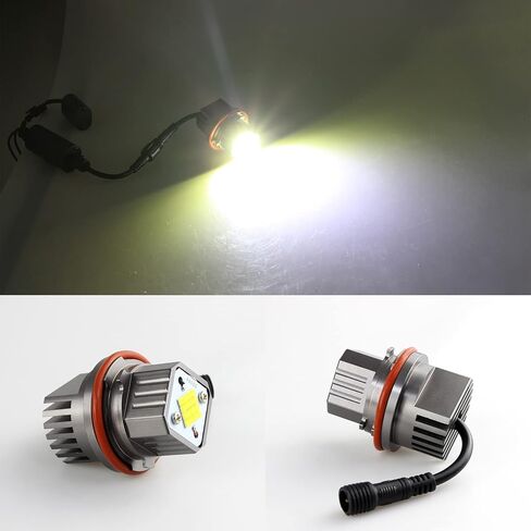 APMAT LED Angel Eyes Halo Ring Marker Light لمبة بيضاء متوافقة مع BMW 1 5 6 7 Series X3 X5 (تناسب E39 E53 E60 E63 E64 E65 E66 E83 E87)، 6000K 10W 2PCS in Kuwait